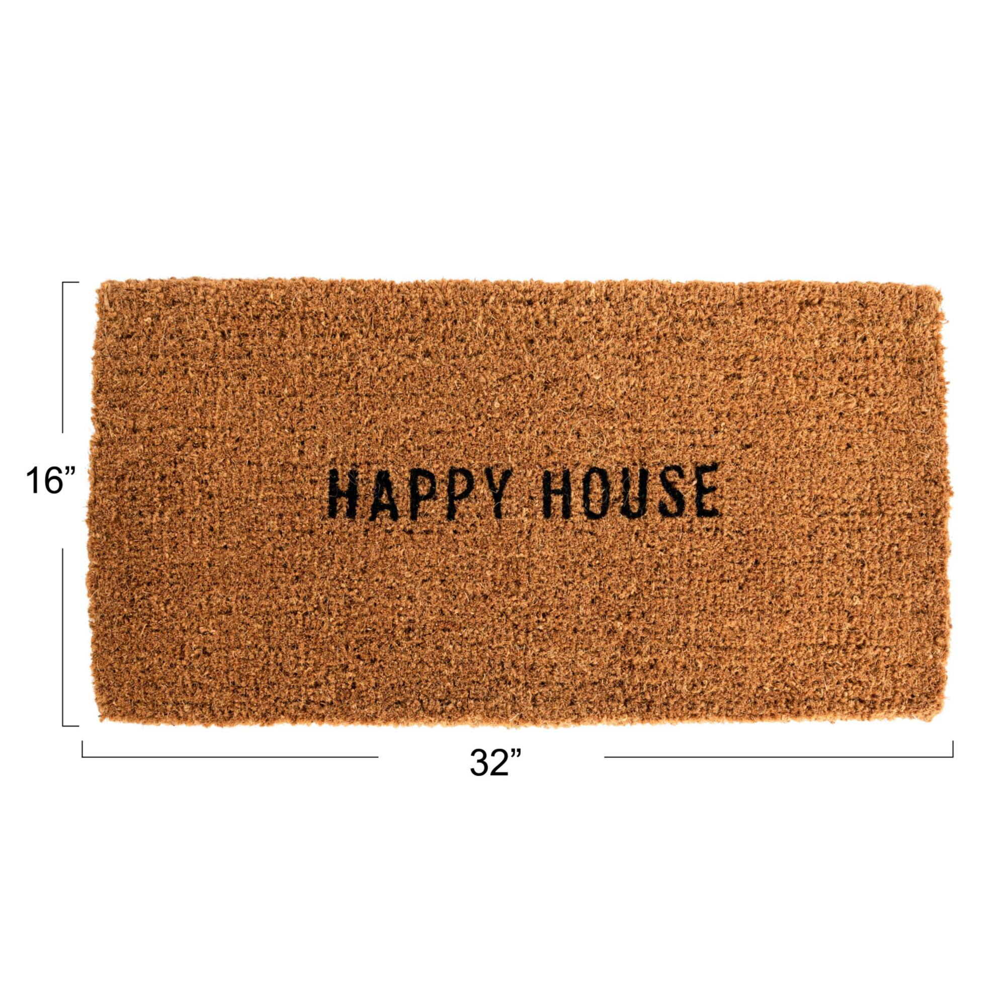 Hello Honey® 32" x 16" Happy House Natural Coir Doormat